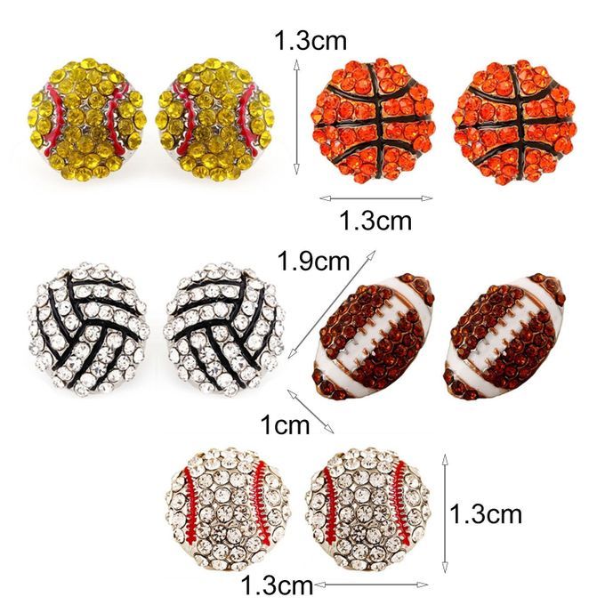 1 Pair Stud Earrings Ball Rhinestone Jewelry Cute Fashion