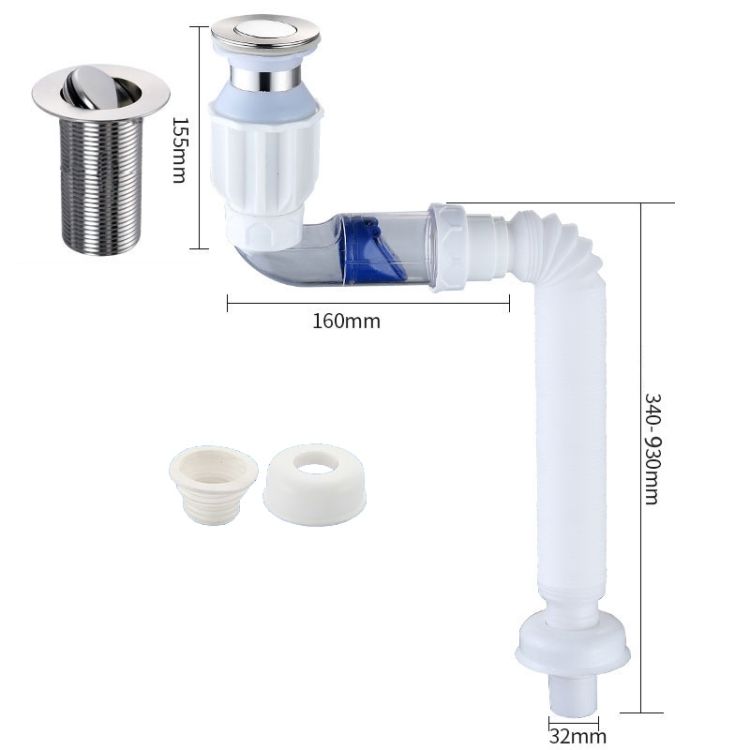 Washbasin Water Pipe F White Without Basket And Overflow