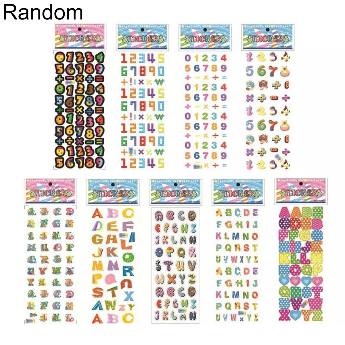 10Pcs Puffy Sticker Nursery Stereoscopic Number Alphabet Random Style