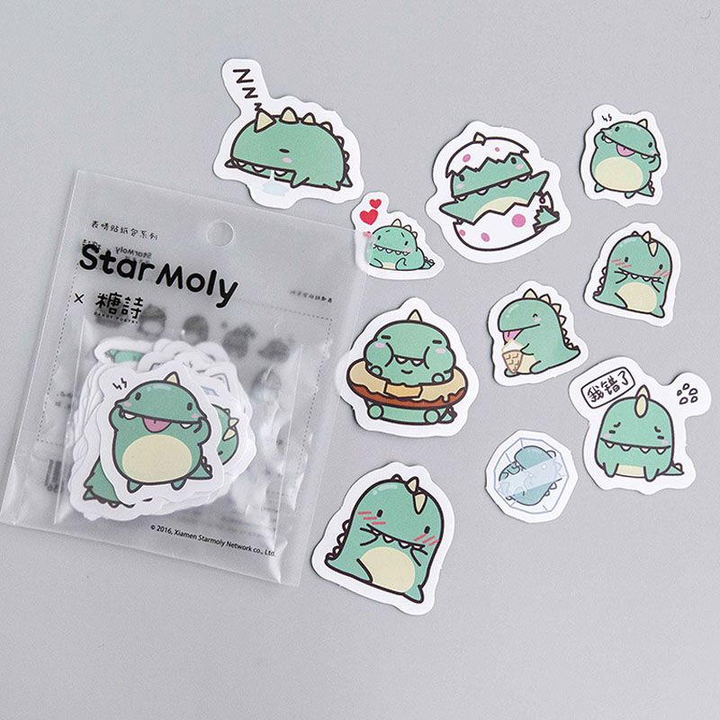 40 Pcs Creative Little Dragon Green Paper Sticker