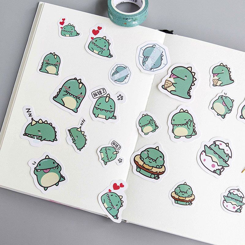 40 Pcs Creative Little Dragon Green Paper Sticker