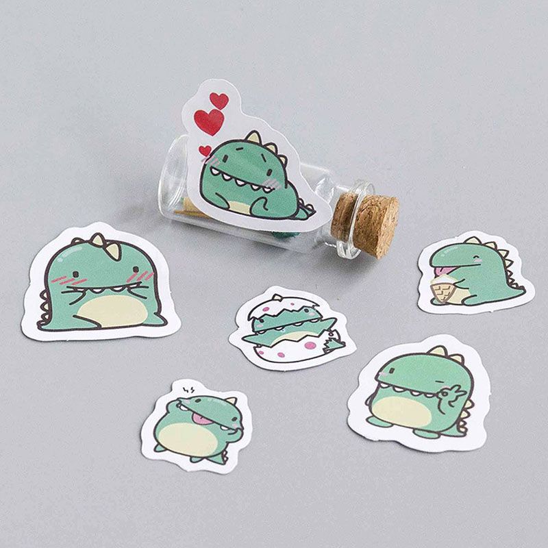 40 Pcs Creative Little Dragon Green Paper Sticker