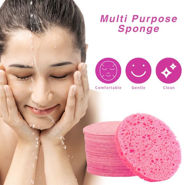 2/5/10/20 Pcs Face Round Makeup Remover Tool Natural Wood Pulp Sponge Cellulose Compress Cosmetic Puff Facial Washing Sponge ACU