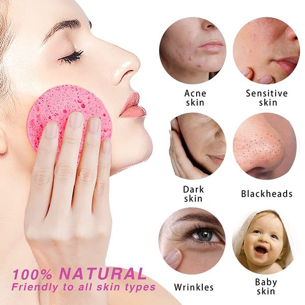 2/5/10/20 Pcs Face Round Makeup Remover Tool Natural Wood Pulp Sponge Cellulose Compress Cosmetic Puff Facial Washing Sponge ACU