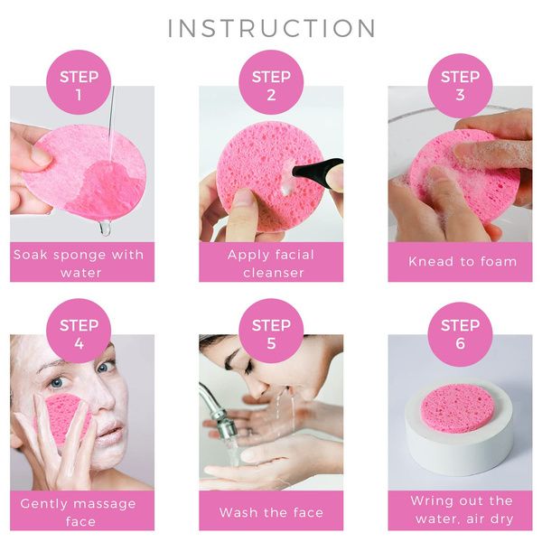 2/5/10/20 Pcs Face Round Makeup Remover Tool Natural Wood Pulp Sponge Cellulose Compress Cosmetic Puff Facial Washing Sponge ACU