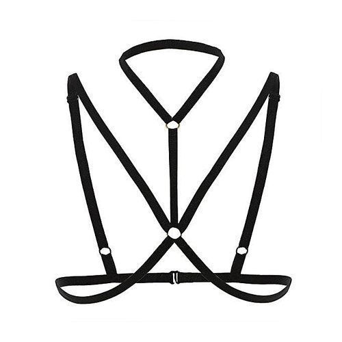 Women Fashion Sexy Halter Hollow Out Adjustable Spaghetti Strap Crop Top Unlined Bandage Bra Underwear Cami Top ( Black )