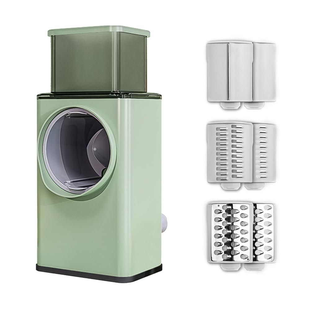 Multifunctional Vegetable Cutter Chopper Rotary Cheese Grater 3-in-1 Shredder Slicer Grinder Salad Maker Machine with Stainless Steel Roller Blades for Vegetable Fruit Nut