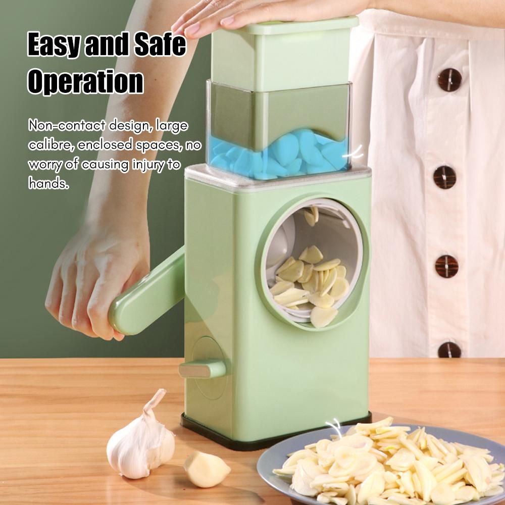 Multifunctional Vegetable Cutter Chopper Rotary Cheese Grater 3-in-1 Shredder Slicer Grinder Salad Maker Machine with Stainless Steel Roller Blades for Vegetable Fruit Nut