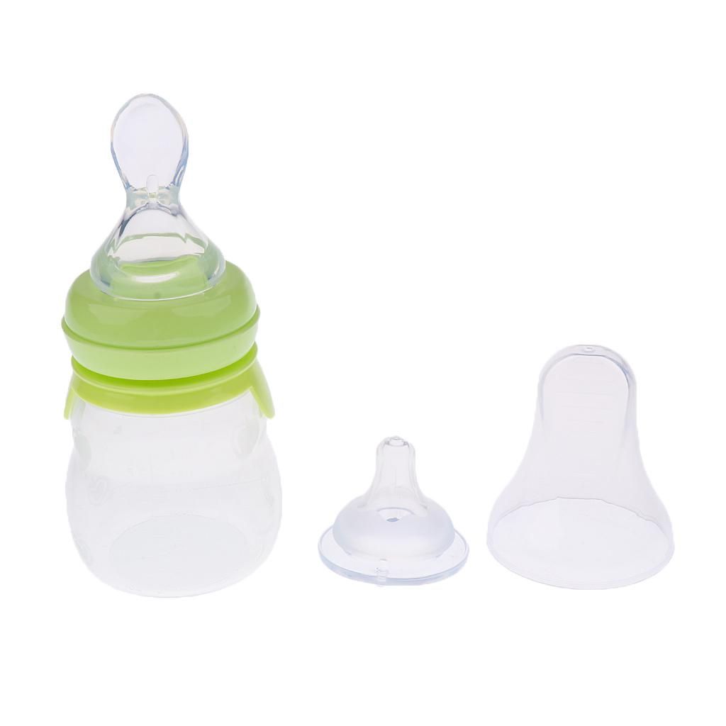 BFA  Baby Toddler Food Dispensing Feeding Spoon Silicone Feeding Green