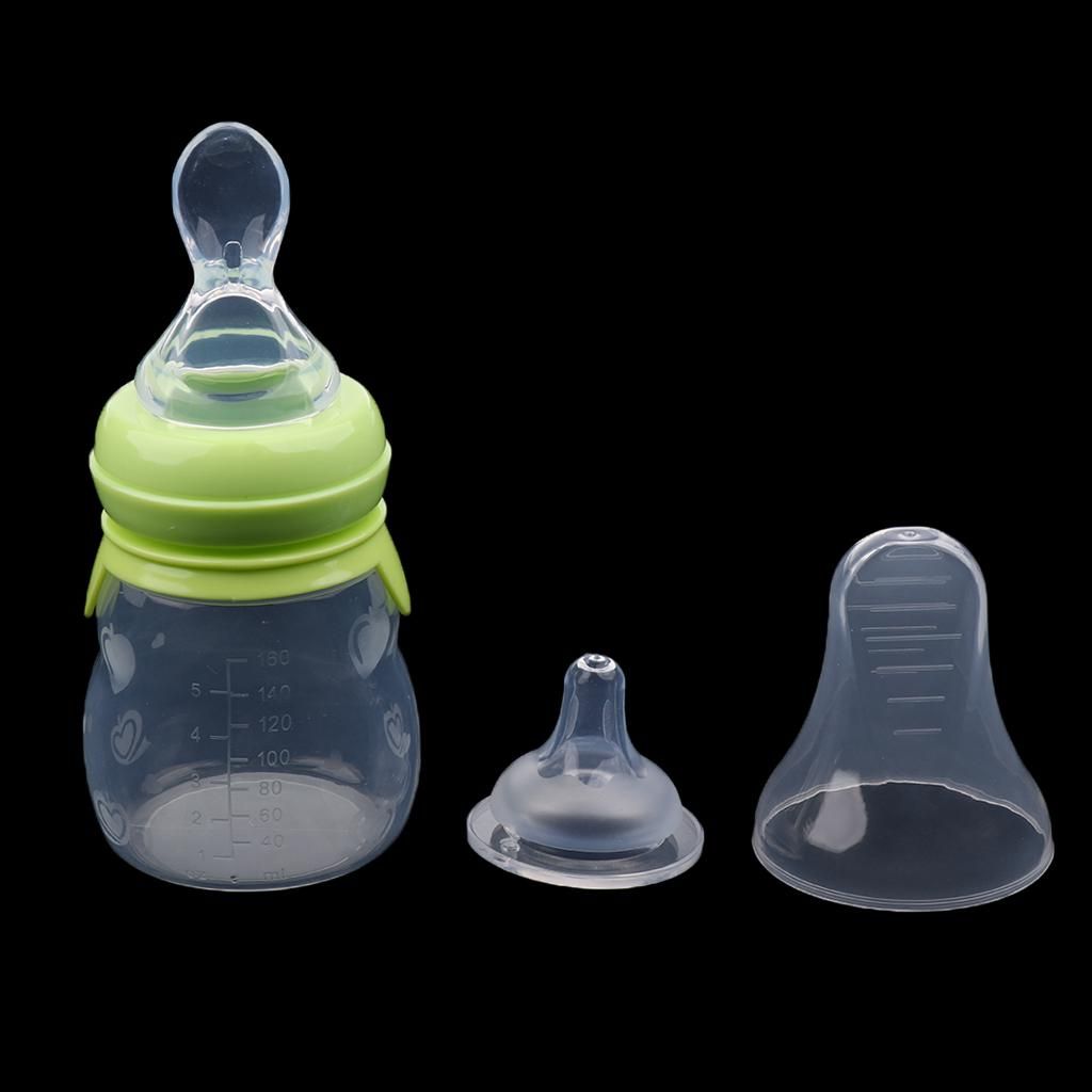 BFA  Baby Toddler Food Dispensing Feeding Spoon Silicone Feeding Green
