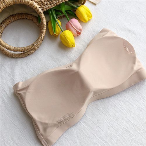 Beige Strapless Bra Tube Top Seamless Wireless Bras