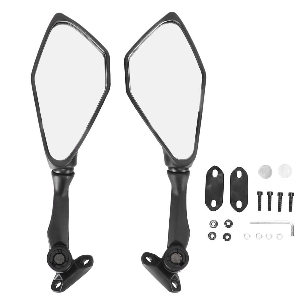 Pair Motorcycle Rear View Mirrors Folding Black Replacement