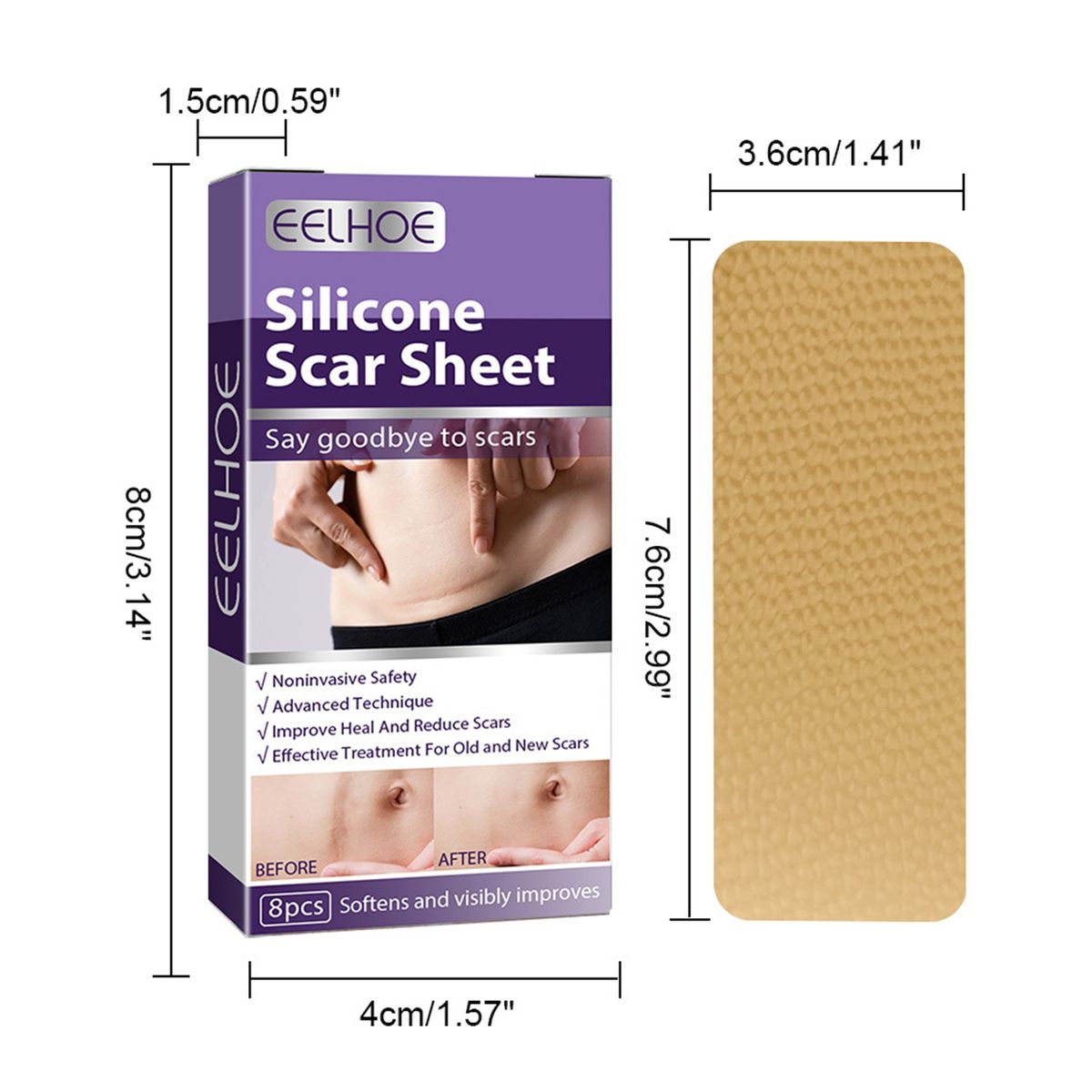 8Pcs Silicone Scar Sheets Safety Mild Odorless
