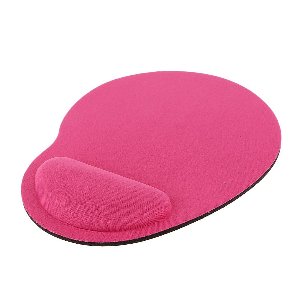 Rose Oval Comfort Rubber Mouse Pad With Wrist Rest Support Pink