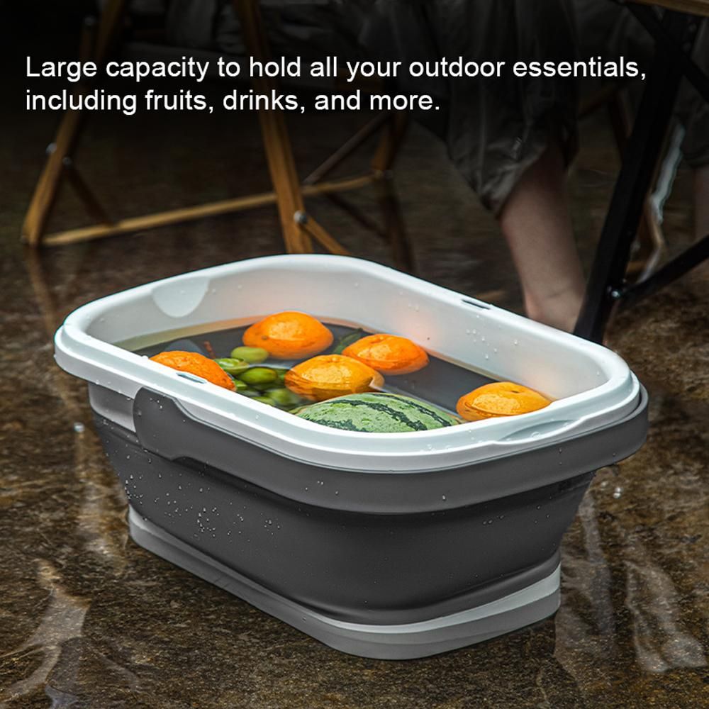 Folding Picnic Camping Storage Basket Large Capacity Outdoor BBQ Fishing Beverages and Fruits Storage Box Portable Spring Outing Hand Bucket