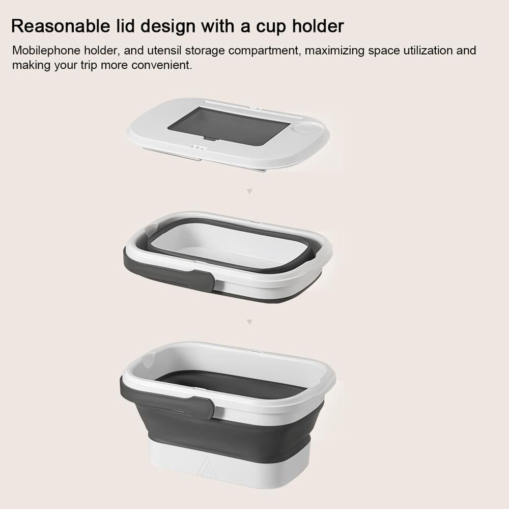 Folding Picnic Camping Storage Basket Large Capacity Outdoor BBQ Fishing Beverages and Fruits Storage Box Portable Spring Outing Hand Bucket