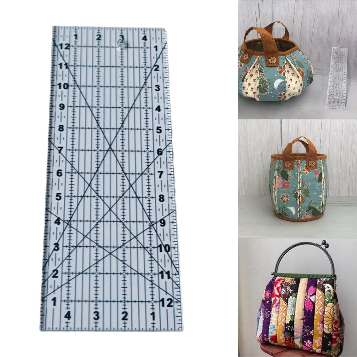Transparent Diamond Shaped Patchwork Ruled Template Tool
