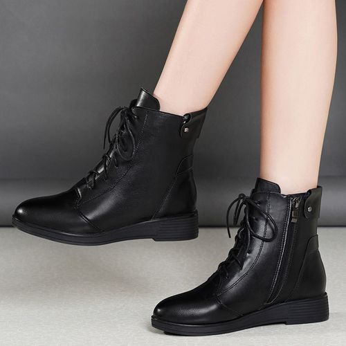 Soft Leather Martin Boots Women's Flat Short Boots Leather Boots Women's Single Boots