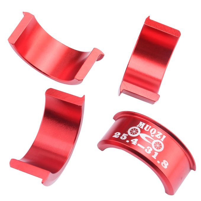 4Pcs Bicycle Handlebar Shim Metal Conversion Adapter 25.4mm - 31 Red