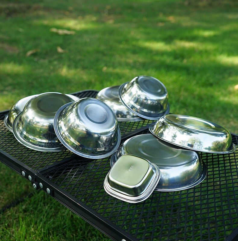 22-piece Portable Dinner Plate Set Of Outdoor Camping Tableware Self-driving Tour Barbecue Plate Household Soup Bowl Dish Set