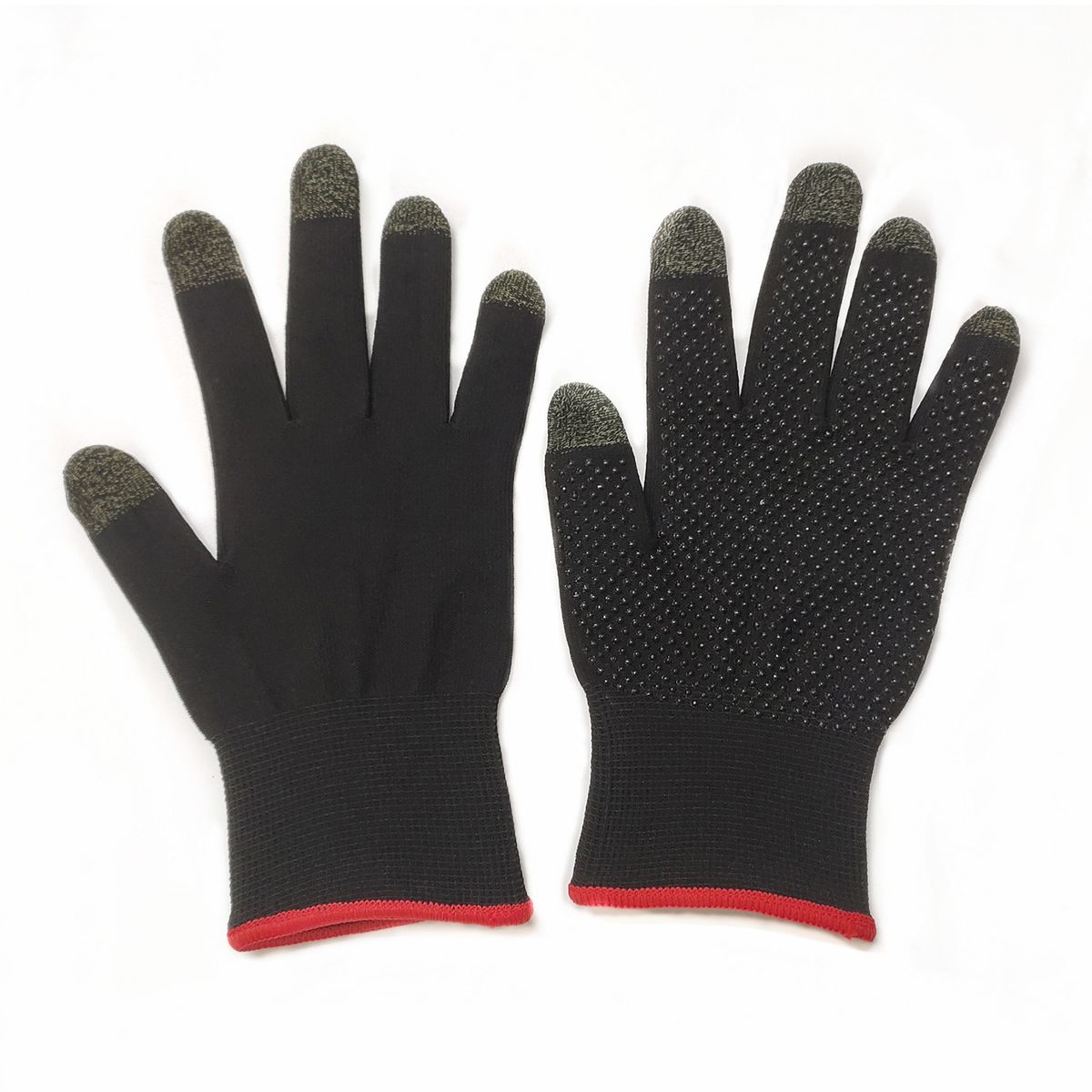 2Pcs Winter Warm Breathable Soft Knit Gloves Touch-Black