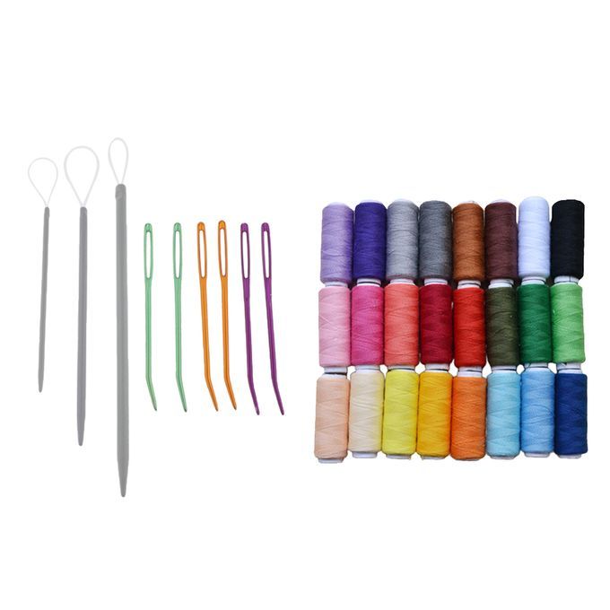 24 Colors Polyester Sewing Thread + Needles Set For Hand Machine