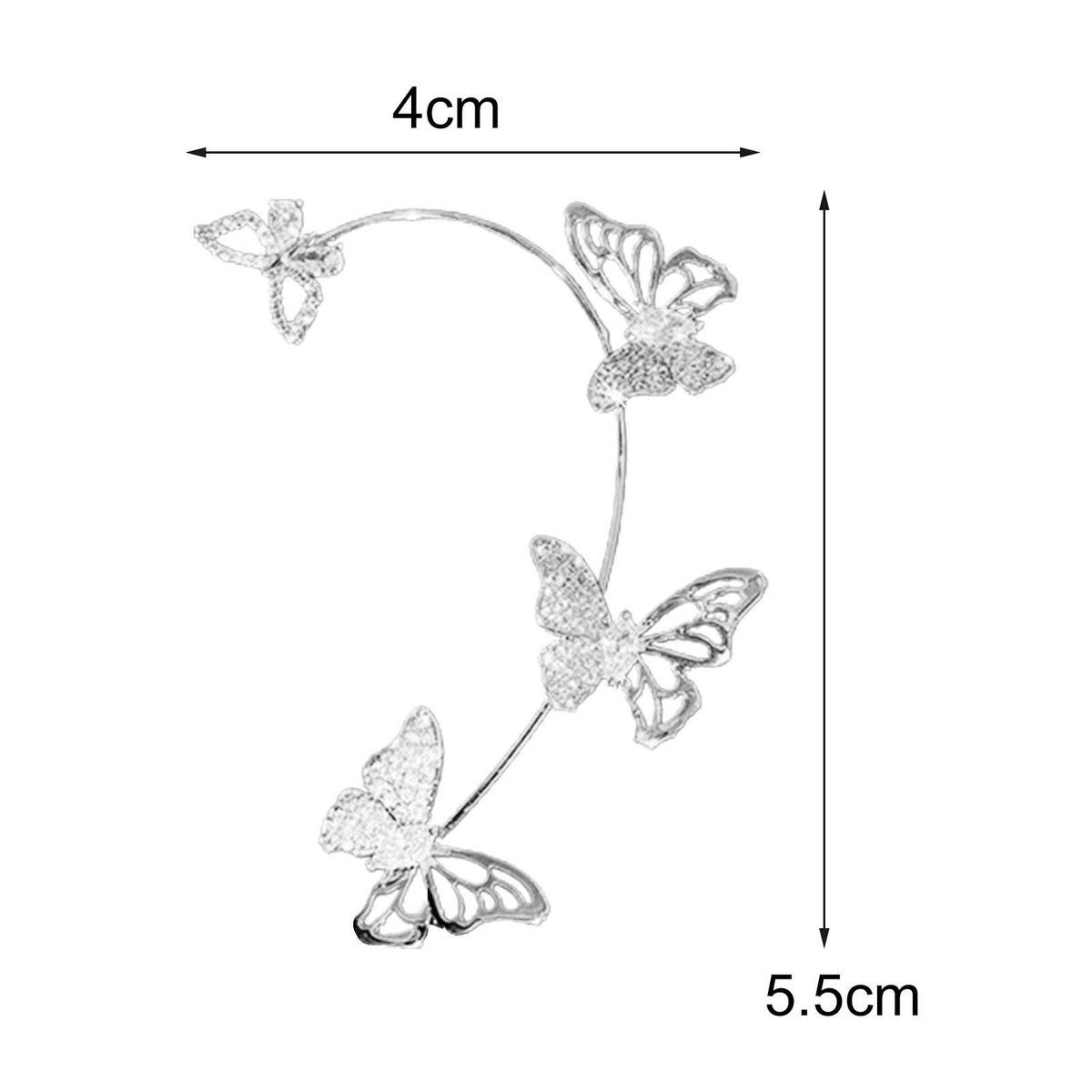 1Pc Clip Earring Butterfly Hollow Out Without-Golden