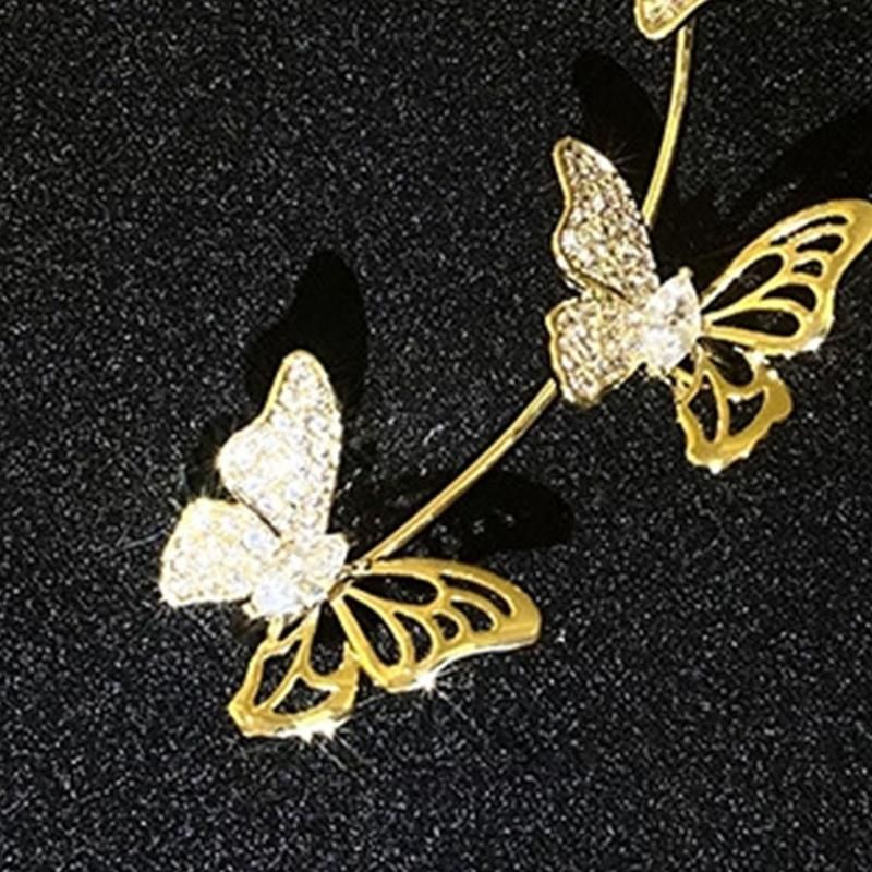 1Pc Clip Earring Butterfly Hollow Out Without-Golden