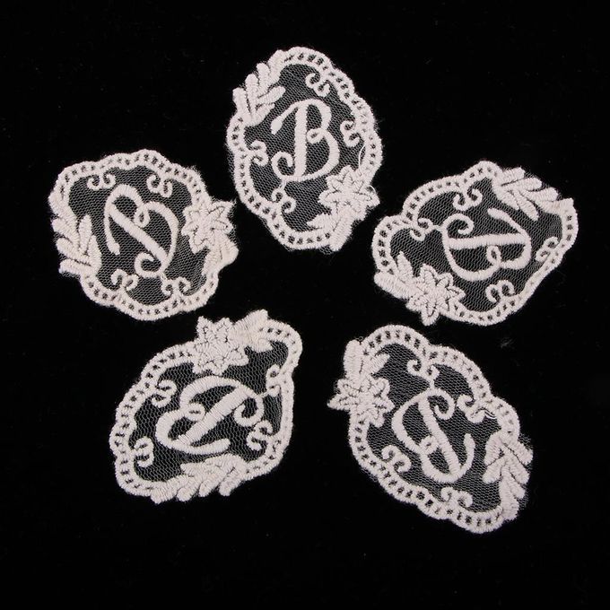 5 Pieces Cotton Fabric Embroidered B Applique Sew On  DIY