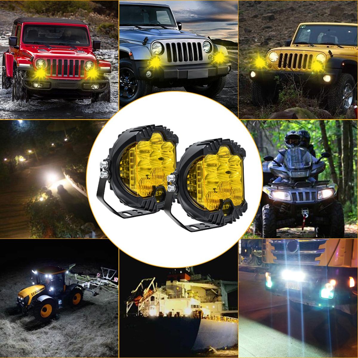 2Pcs 5inch LED Work Light Pods Spot Flood Combo Beam Fog Lamp Offroad Driving Light