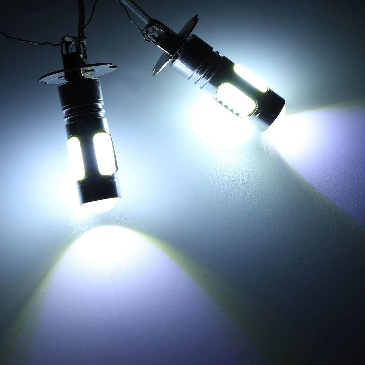 2 Pcs H3 LED COB Super White Car Fog Day Head Light Lamp Bulb Headlight 12V