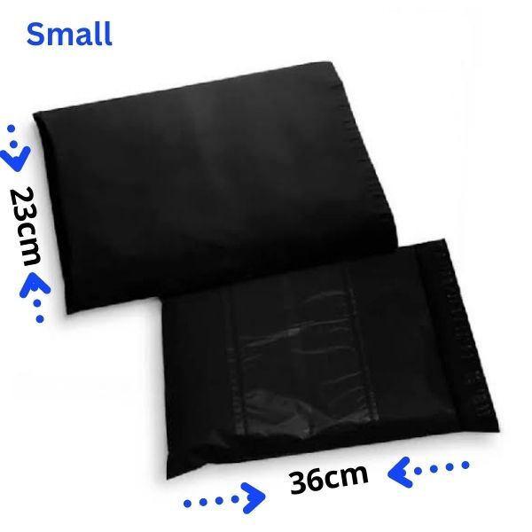 Black Courier Bags / Courier Nylons / Poly Mailer Bags-Invoice Pocket 50pcs- A4-23x36cm-9/14 Inches