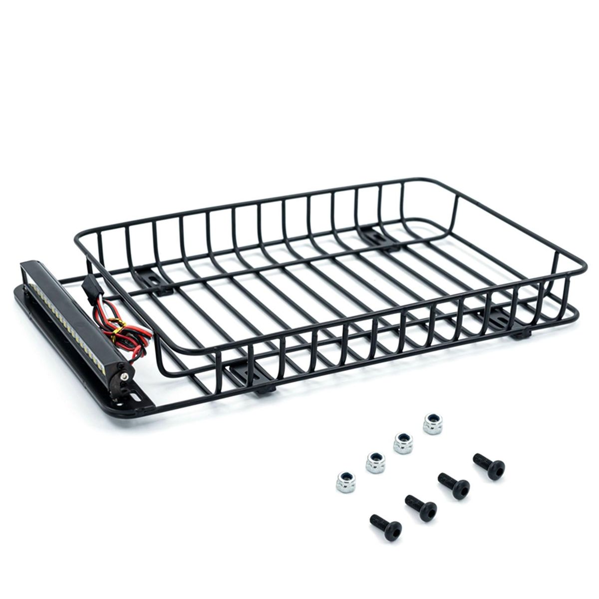 Roof Rack Luggage Carrier with LED Lights RC Car Metal Parts Compatible with 1/10 SCX10 90046 TRX4 RC Car