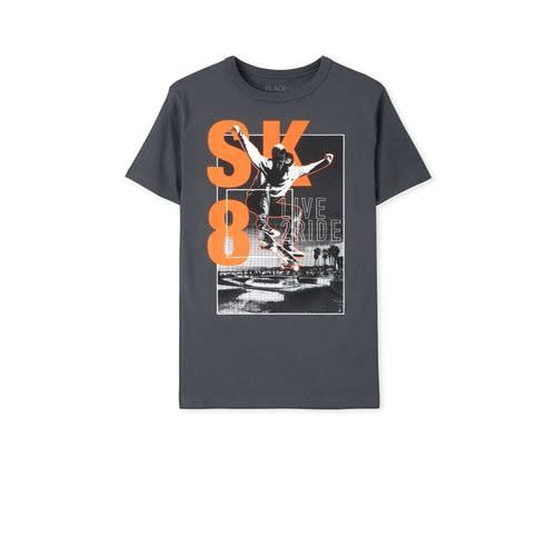 Boys Live Sk8 Graphic Tshirt - Grey