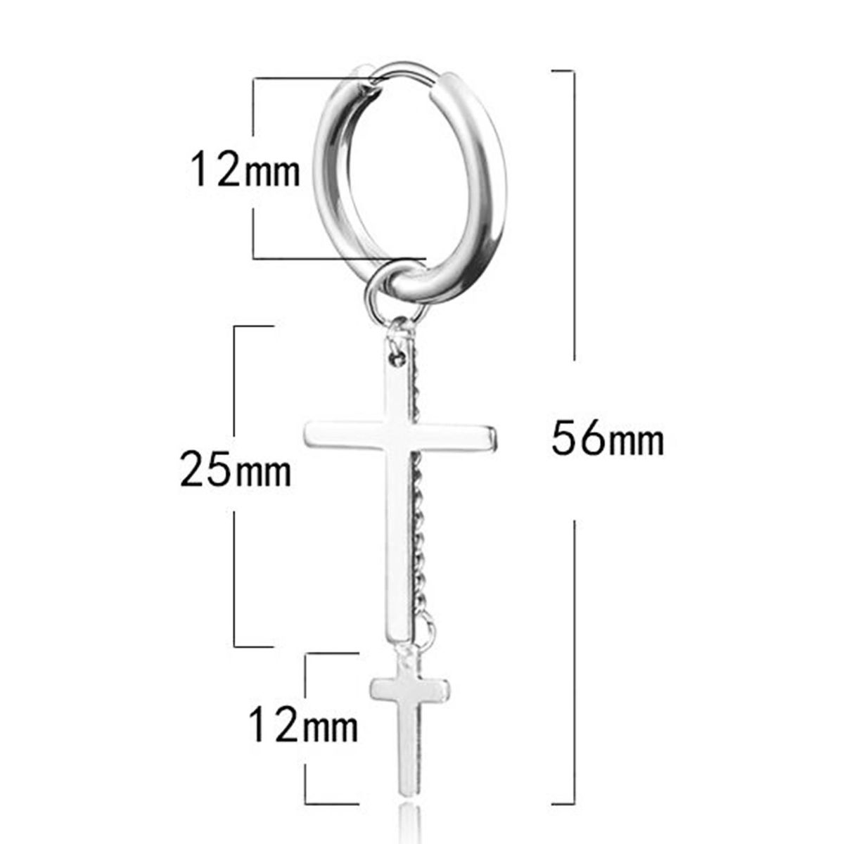 1Pc Hoop Earring Cool Unisex Stainless steel-Steel Color