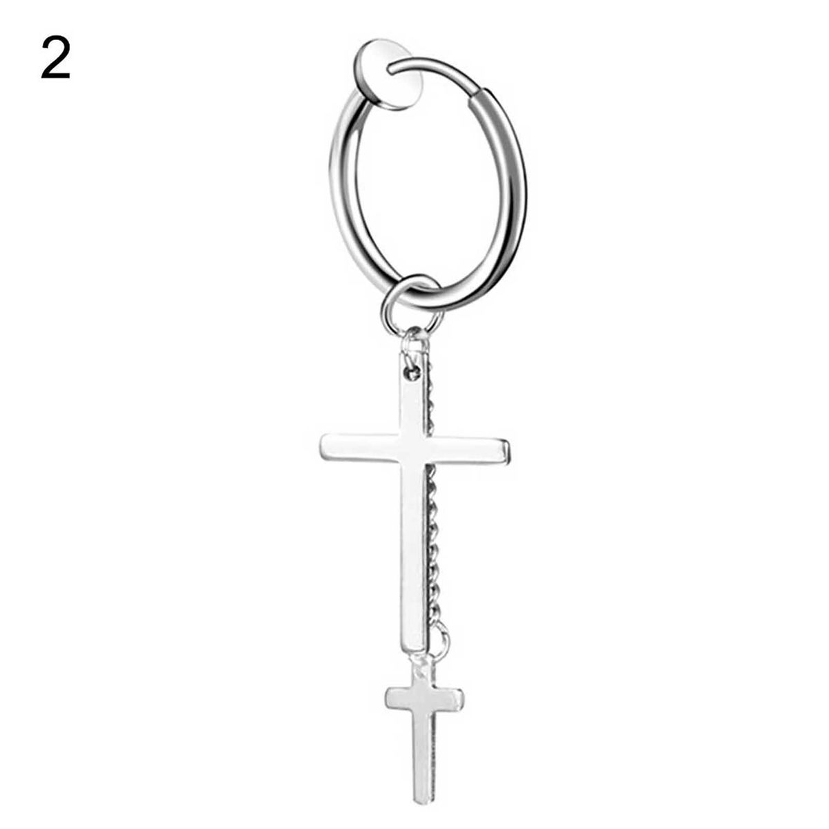 1Pc Hoop Earring Cool Unisex Stainless steel-Steel Color