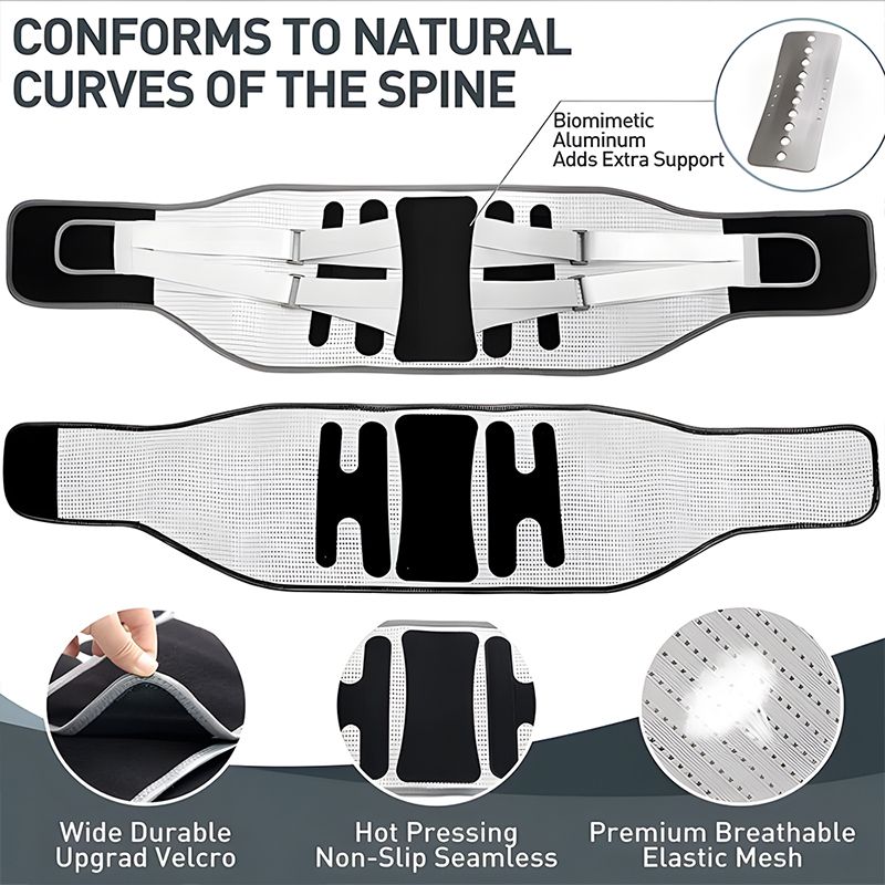 (Black)Lumbar Back Support Belt Orthopedic Lumbar Brace With Large Area Aluminum Support For L JIN