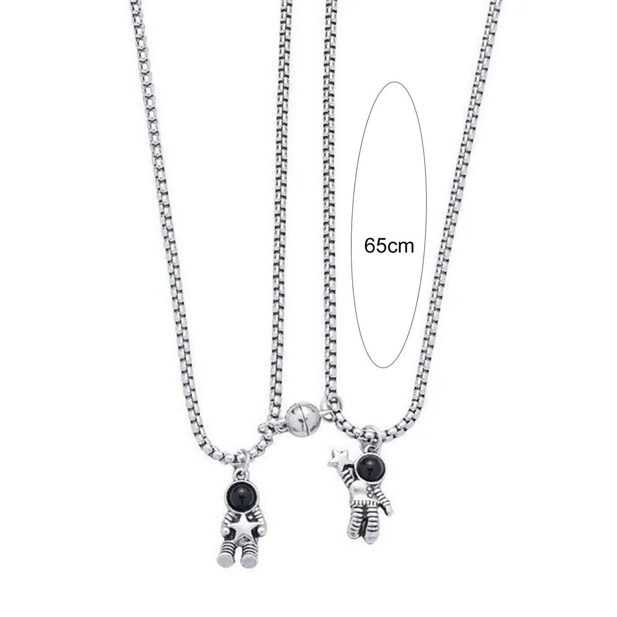 Couple Necklace Astronaut Pendant Magnetic Simple Cartoon