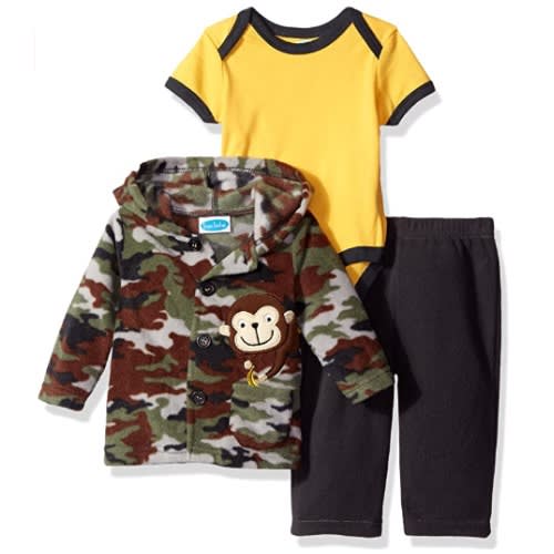 Boys 3 Piece Microfleece Jacket Set With Bodysuit And Pant