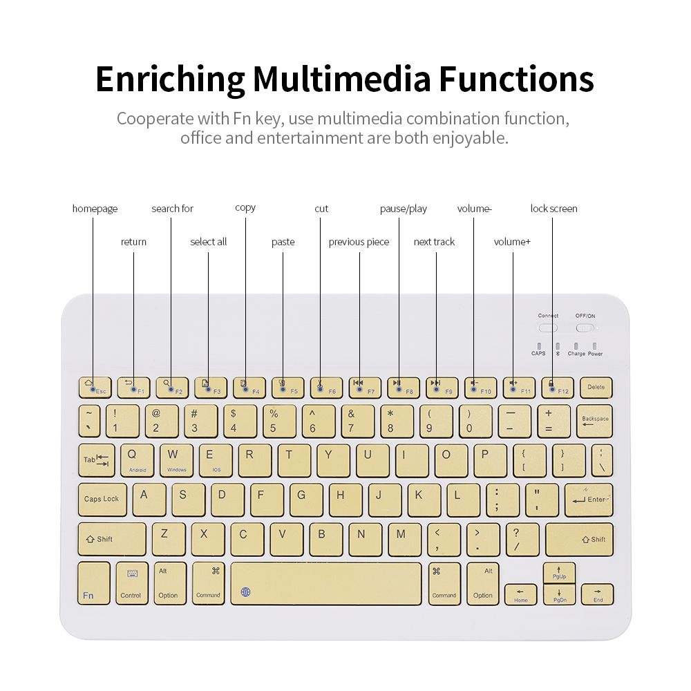 10 Inch Wireless Keyboard Rechargeable For Phone Tablet-VSC
