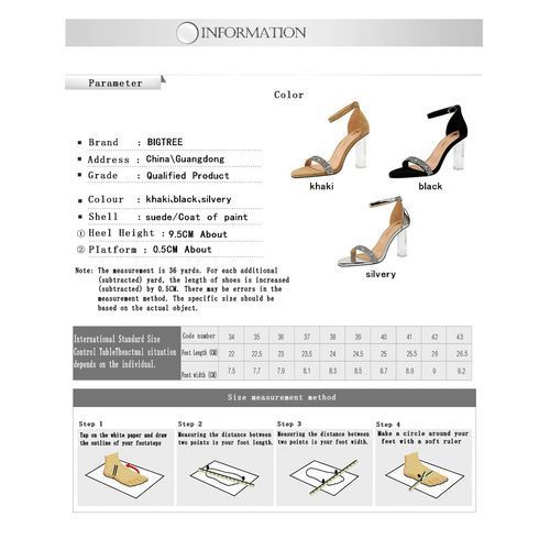 Ladies Heels Crystal Lucency Word Band Sandals Silver