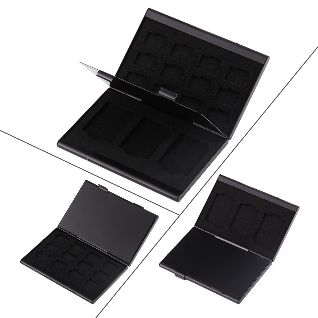 15 In 1 Memory Card Aluminum Alloy Protective Case Box For 3 SD + 12 TF Cards(Black)