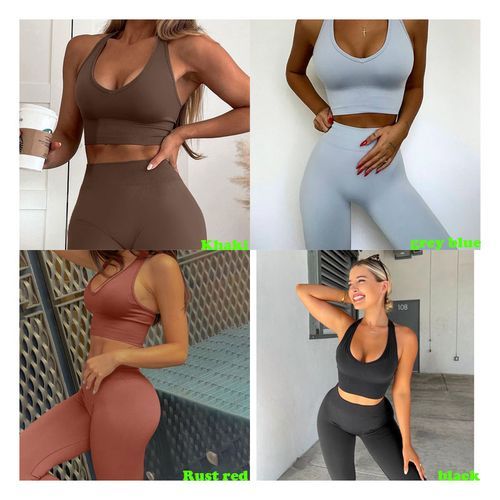 New Tight Outdoor Sports Fitness Clothing Quick Drying Beautiful Back Yoga Suit-grey Blue