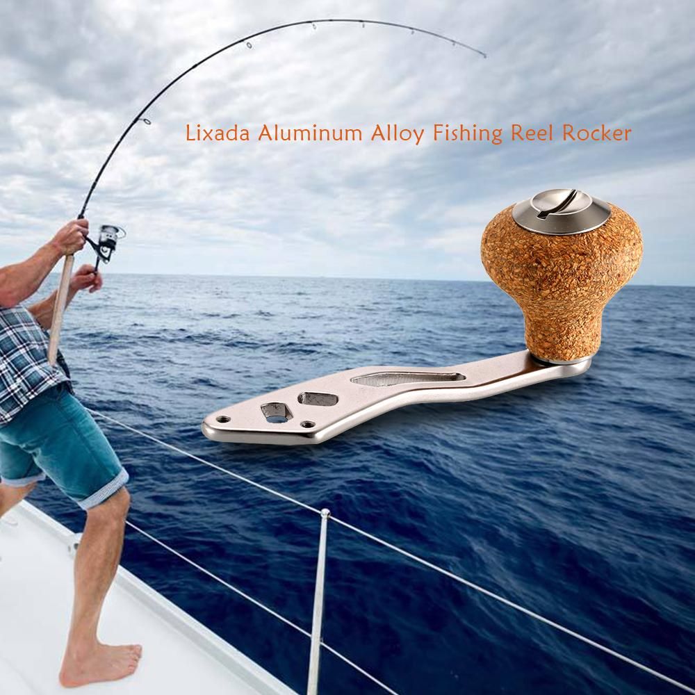 Lixada Aluminum Alloy Fishing Reel Single Fishing Reel Handle Replacement Parts with Wooden Handle Knob for Baitcasting Spinning Fishing Reels
