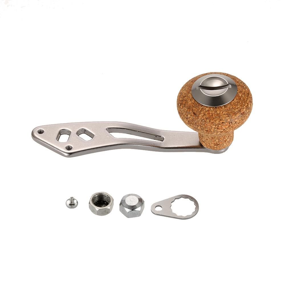 Lixada Aluminum Alloy Fishing Reel Single Fishing Reel Handle Replacement Parts with Wooden Handle Knob for Baitcasting Spinning Fishing Reels