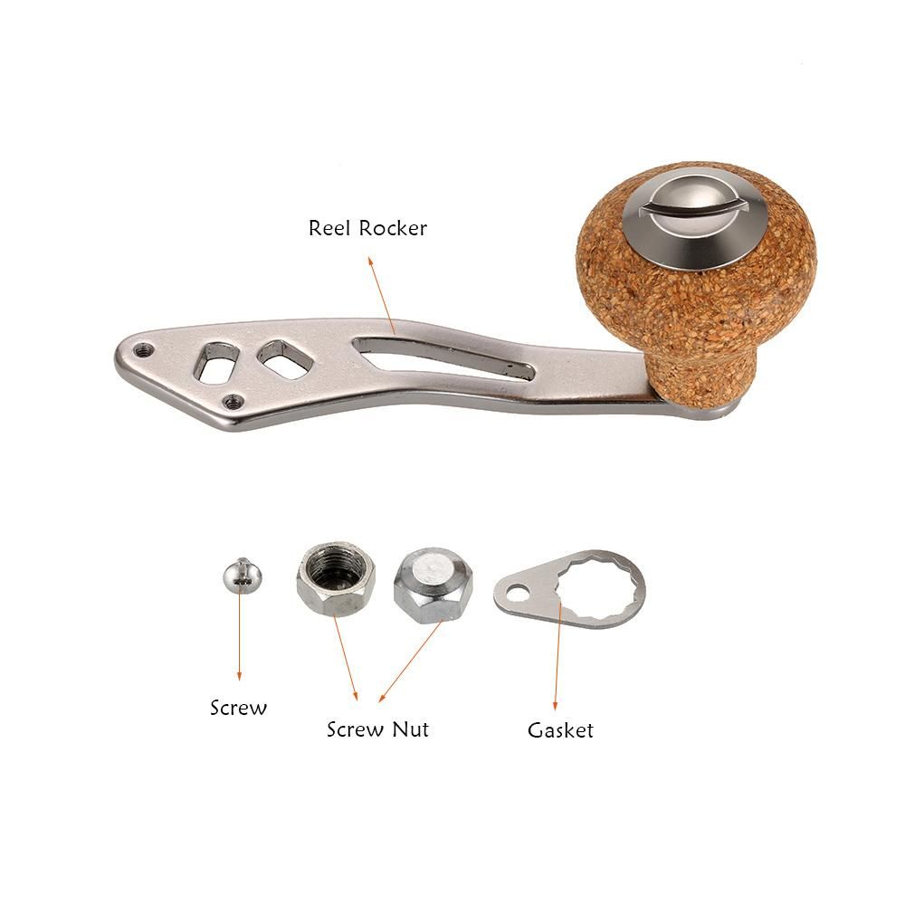 Lixada Aluminum Alloy Fishing Reel Single Fishing Reel Handle Replacement Parts with Wooden Handle Knob for Baitcasting Spinning Fishing Reels