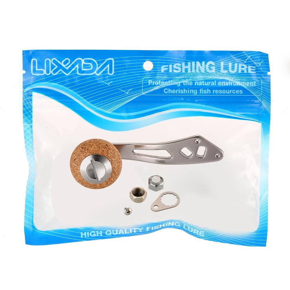 Lixada Aluminum Alloy Fishing Reel Single Fishing Reel Handle Replacement Parts with Wooden Handle Knob for Baitcasting Spinning Fishing Reels