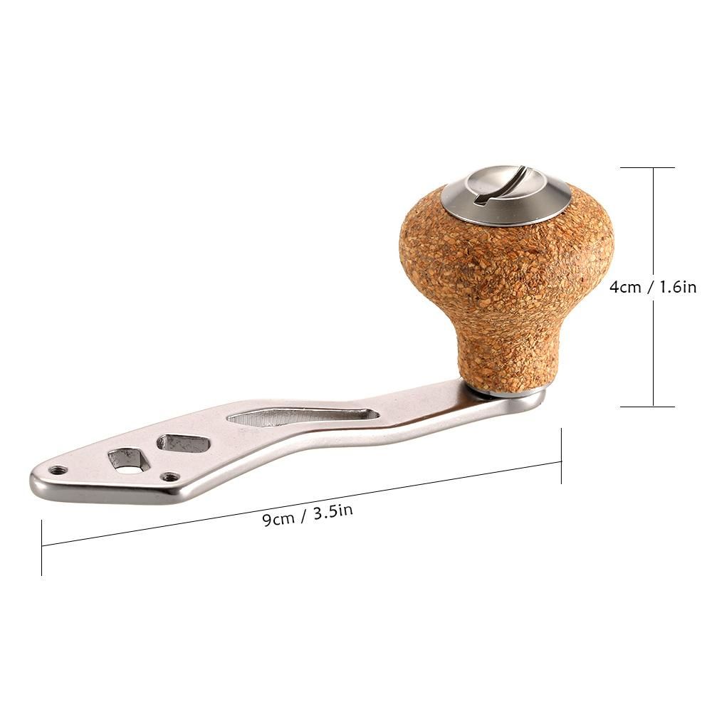 Lixada Aluminum Alloy Fishing Reel Single Fishing Reel Handle Replacement Parts with Wooden Handle Knob for Baitcasting Spinning Fishing Reels