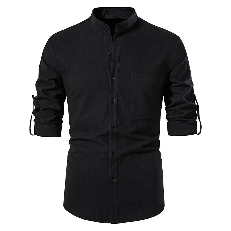 Summer Linen Button Casual Shirt-black