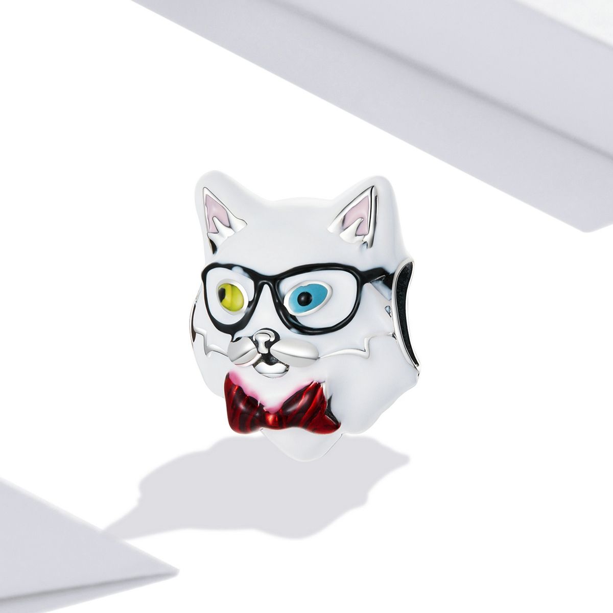 S925 Sterling Silver White Cat Beads